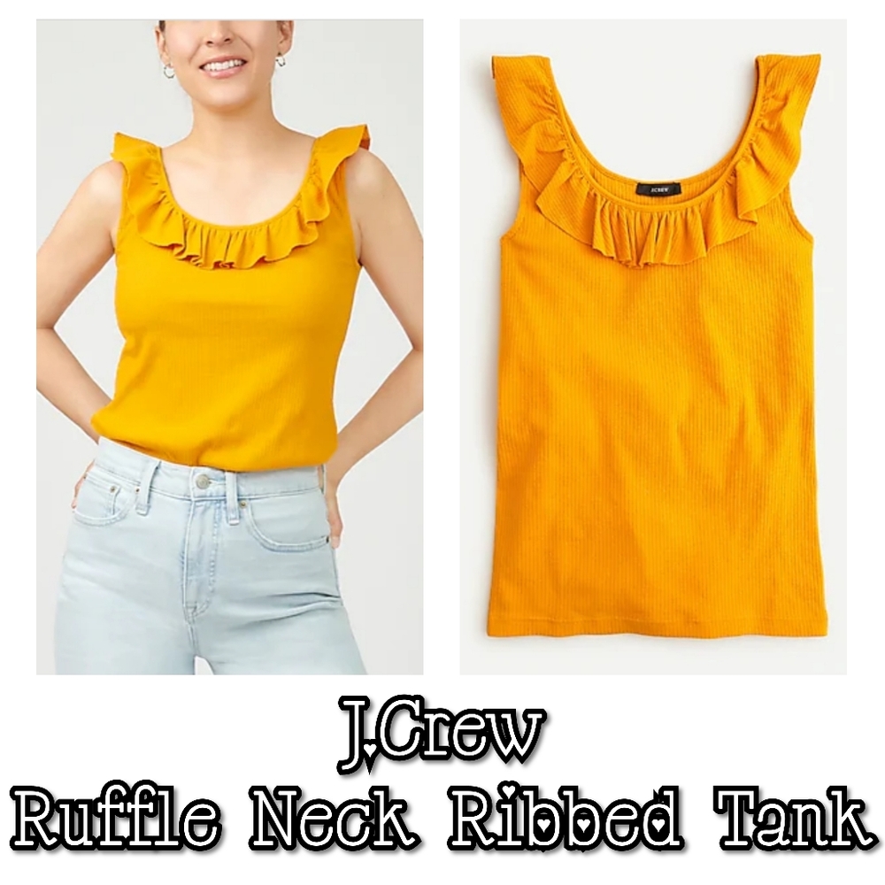 NWT J.CREW Ruffle Neck Ribbed Tank
